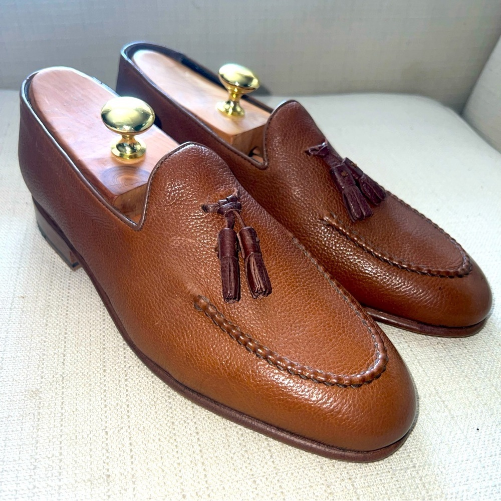 Nettleton Men’s  Valencia Pebble Grain Tassel Cafe/Brown Loafers Size 8D